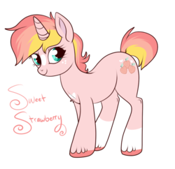 Size: 600x580 | Tagged: safe, artist:lulubell, oc, oc only, oc:sweet strawberry, pony, unicorn, female, mare, simple background, solo, transparent background