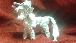 Size: 2560x1440 | Tagged: safe, artist:thefoilguy, applejack, earth pony, pony, g4, aluminum, honesty, irl, photo, sculpture, solo, tinfoil, traditional art