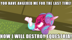 Size: 610x343 | Tagged: safe, screencap, princess flurry heart, pony, a flurry of emotions, g4, season 7, angry, baby, baby flurry heart, baby pony, blushing, cloth diaper, diaper, eyes tightly closed, female, filly, foal, fury, fury heart, image macro, infant, light pink diaper, meme, red face, safety pin, screaming, tantrum, temper tantrum