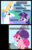 Size: 698x1097 | Tagged: safe, pinkie pie, princess celestia, twilight sparkle, alicorn, pony, g4, betrayal, crystal ball, feather, female, fortune teller, lord british, mare, turban, ultima, ultima ix, what's a paladin?