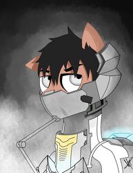 Size: 742x960 | Tagged: safe, artist:kifshestand44, oc, oc only, pony, armor, dead space, simple background, solo