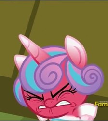 Size: 430x480 | Tagged: safe, screencap, princess flurry heart, alicorn, pony, a flurry of emotions, g4, angry, angry baby, baby, baby flurry heart, baby pony, cropped, eyes closed, eyes tightly closed, female, filly, fury heart, gritted teeth, imminent rage, infant, ponyville hospital, red face, solo