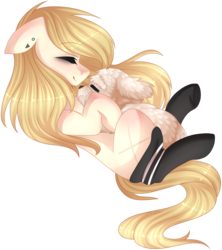 Size: 1440x1625 | Tagged: safe, artist:shiromidorii, oc, oc only, oc:tegan, dog, earth pony, pony, clothes, ear piercing, earring, eyes closed, female, floppy ears, jewelry, mare, piercing, simple background, socks, solo, transparent background