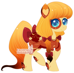 Size: 719x710 | Tagged: safe, artist:exceru-karina, oc, oc only, oc:fall garner, original species, pony, bow, braid, colored pupils, female, hair bow, mare, raised hoof, simple background, smiling, solo, tail bow, transparent background