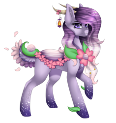 Size: 2364x2500 | Tagged: safe, artist:minelvi, oc, oc only, oc:lilith (minelvi), original species, pony, ear fluff, female, high res, horns, mare, raised hoof, simple background, solo, transparent background