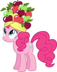 Size: 3000x3813 | Tagged: safe, artist:audiobeatzz, pinkie pie, earth pony, pony, bats!, g4, female, fruit hat, hat, high res, simple background, smiling, solo, transparent background, vector