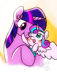 Size: 1250x1600 | Tagged: safe, artist:zigrock, princess flurry heart, twilight sparkle, alicorn, pony, g4, aunt and niece, auntie twilight, blushing, cute, flurrybetes, hug, twilight sparkle (alicorn), wingless