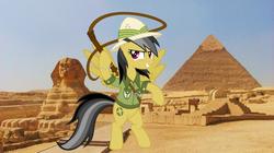 Size: 1309x732 | Tagged: safe, artist:jawsandgumballfan24, daring do, pony, g4, desert, egypt, irl, lasso, photo, ponies in real life, pyramid, pyramids of giza, rope