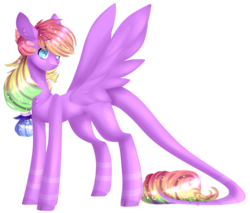 Size: 1272x1085 | Tagged: safe, artist:clefficia, oc, oc only, oc:rainbow crystal, pegasus, pony, cloven hooves, female, leonine tail, mare, simple background, solo, spread wings, transparent background, wings