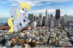 Size: 1371x903 | Tagged: safe, artist:jawsandgumballfan24, derpy hooves, pegasus, pony, g4, california, female, giant derpy hooves, giant pegasus, giant pony, giantess, irl, macro, mare, photo, ponies in real life, san francisco