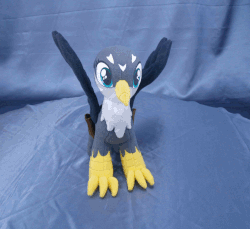 Size: 863x792 | Tagged: safe, artist:adamar44, gabby, griffon, g4, animated, gif, irl, perfect loop, photo, plushie, rotating, saddle bag, solo, stop motion