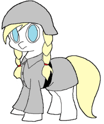 Size: 588x698 | Tagged: safe, oc, oc only, oc:aryanne, earth pony, pony, alternate hairstyle, army, black and white, braid, clone, clothes, female, formation, germany, grayscale, helmet, looking at you, monochrome, sketch, soldier, uniform