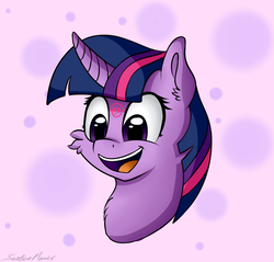 Size: 1459x1396 | Tagged: safe, artist:sentireaeris, twilight sparkle, alicorn, pony, a flurry of emotions, g4, curved horn, female, horn, irrational exuberance, mare, open mouth, smiling, solo, stamp, twilight sparkle (alicorn)