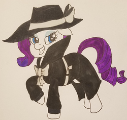 Size: 1395x1311 | Tagged: safe, artist:iffoundreturntorarity, rarity, pony, g4, rarity investigates, detective, detective rarity, shadow spade, traditional art