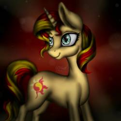 Size: 2000x2000 | Tagged: safe, artist:limestone690, sunset shimmer, pony, unicorn, g4, female, high res, signature, simple background, solo