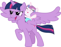 Size: 2490x1927 | Tagged: safe, artist:sonofaskywalker, princess flurry heart, twilight sparkle, alicorn, pony, a flurry of emotions, g4, baby, diaper, flurry heart riding twilight, ponies riding ponies, riding, simple background, transparent background, twilight sparkle (alicorn), vector