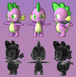 Size: 1269x1280 | Tagged: safe, artist:kruku, spike, dragon, g4, 3d, downloadable, t pose