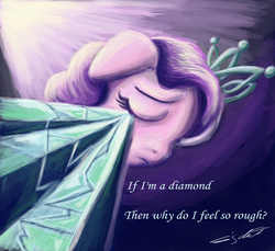 Size: 3600x3300 | Tagged: safe, artist:eddywardster, diamond tiara, earth pony, pony, g4, cracked, crying, diamond, eyes closed, female, high res, linkin park, numb, sad, solo, song reference, the pony i want to be