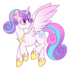 Size: 697x685 | Tagged: safe, artist:lulubell, princess flurry heart, alicorn, pony, g4, chest fluff, ear piercing, earring, eyeshadow, female, flying, jewelry, makeup, mare, older, older flurry heart, piercing, regalia, simple background, smiling, transparent background, wings