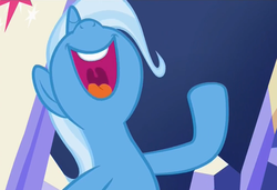 Size: 1502x1026 | Tagged: safe, screencap, trixie, pony, all bottled up, g4, female, laughing, mare, mawshot, nose in the air, open mouth, smiling, solo, uvula, volumetric mouth