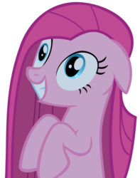 Size: 512x650 | Tagged: safe, artist:the smiling pony, pinkie pie, earth pony, pony, g4, party of one, .svg available, bust, contemplating insanity, cute, cuteamena, derpibooru badge, female, grin, happy, mare, pinkamena diane pie, portrait, simple background, smiling, solo, svg, transparent background, vector