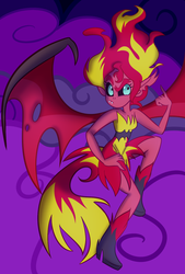 Size: 1000x1480 | Tagged: dead source, safe, artist:wubcakeva, sunset shimmer, equestria girls, g4, clothes, female, solo, sunset satan