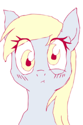 Size: 600x900 | Tagged: artist needed, safe, derpy hooves, pegasus, pony, g4, blushing, bust, cute, female, mare, simple background, sketch, solo, transparent background