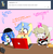 Size: 6000x6080 | Tagged: safe, artist:fullmetalpikmin, oc, oc only, oc:cherry blossom, oc:mal, oc:viewing pleasure, pony, tumblr:ask viewing pleasure, absurd resolution, ask, blood, blushing, clothes, computer, hoodie, laptop computer, magic, maid, nosebleed, red nosed, scarf, sick, tissue, tissue box, tumblr