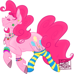 Size: 832x822 | Tagged: safe, artist:cranberry--zombie, pinkie pie, earth pony, pony, g4, clothes, female, simple background, socks, solo, striped socks, transparent background, walking