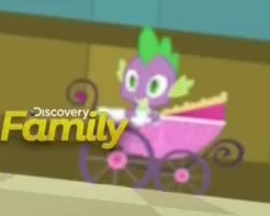 Size: 246x197 | Tagged: safe, screencap, spike, dragon, a flurry of emotions, g4, cropped, discovery family logo, male, picture for breezies, solo, stroller