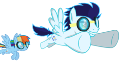 Size: 1330x720 | Tagged: safe, artist:sapphireartemis, rainbow dash, soarin', pony, g4, female, flying, goggles, male, ship:soarindash, shipping, simple background, straight, transparent background