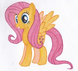 Size: 1684x1541 | Tagged: safe, artist:calestayumi, fluttershy, pony, g4, female, smiling, solo, traditional art