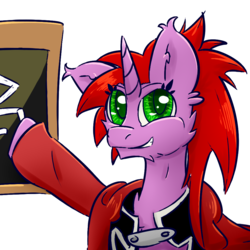 Size: 959x960 | Tagged: safe, artist:excarnis, oc, oc only, pony, unicorn, chalkboard, fma, simple background, solo, teacher, teaching, transparent background