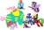 Size: 4802x3258 | Tagged: safe, artist:audiobeatzz, applejack, fili-second, fluttershy, mistress marevelous, pinkie pie, radiance, rainbow dash, rarity, saddle rager, spike, twilight sparkle, zapp, alicorn, dragon, earth pony, pegasus, pony, unicorn, g4, my little pony: friendship is magic, power ponies (episode), confident, eyes closed, high res, humdrum costume, mane six, masked matter-horn costume, open mouth, open smile, power ponies, simple background, smiling, transparent background, twilight sparkle (alicorn), vector