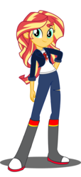 Size: 1009x2209 | Tagged: safe, artist:trungtranhaitrung, sunset shimmer, equestria girls, g4, checkered background, clothes, female, low quality, lowres, new outfit, pants, simple background, solo, transparent background