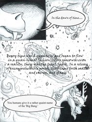 Size: 1024x1365 | Tagged: safe, artist:tillie-tmb, discord, comic:the amulet of shades, g4, comic, grayscale, male, monochrome, solo, universe