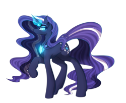 Size: 1024x835 | Tagged: safe, artist:amazing-artsong, artist:oolittlebratoo, idw, nightmare rarity, g4, collaboration, female, glowing horn, horn, raised hoof, simple background, solo, transparent background