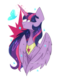 Size: 2624x3552 | Tagged: safe, artist:dragonpilyale, twilight sparkle, alicorn, butterfly, pony, g4, cutie mark background, female, high res, magic, simple background, solo, transparent background, twilight sparkle (alicorn)
