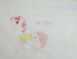 Size: 1898x1475 | Tagged: safe, cheese sandwich, pinkie pie, earth pony, pony, g4, clothes, female, fusion, male, ship:cheesepie, shipping, solo, straight, traditional art