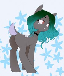 Size: 866x1031 | Tagged: safe, artist:vernumis, oc, oc only, deer, deer pony, earth pony, original species, pony, abstract background, butt, female, mare, plot, solo, spots