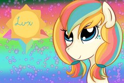 Size: 1600x1080 | Tagged: safe, artist:silversthreads, oc, oc only, oc:lux, earth pony, pony, cutie mark, female, mare, solo, stars