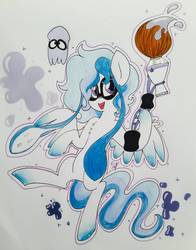 Size: 1152x1472 | Tagged: safe, artist:miss-racco0n, oc, oc only, oc:ice dreams, pony, inkbrush, solo, splatoon, traditional art