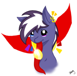 Size: 739x724 | Tagged: safe, artist:shengthepokemon, oc, oc only, oc:gold medal, pony, bust, ear piercing, medal, mouth hold, piercing, simple background, solo, transparent background