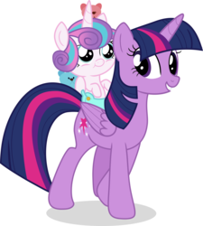 Size: 6908x7691 | Tagged: safe, artist:shutterflyeqd, princess flurry heart, twilight sparkle, alicorn, pony, a flurry of emotions, g4, absurd resolution, auntie twilight, baby, baby pony, best aunt ever, carrying, cloth diaper, diaper, duo, female, mare, safety pin, simple background, smiling, teddy bear, transparent background, twilight sparkle (alicorn), vector