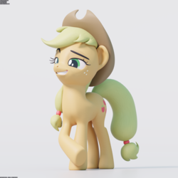 Size: 2048x2048 | Tagged: safe, artist:therealdjthed, applejack, earth pony, pony, g4, 3d, 3d model, blender, blender cycles, cycles render, female, high res, mare, model:djthed, simple background, solo