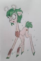 Size: 638x960 | Tagged: safe, artist:miss-racco0n, oc, oc only, oc:berry spring, pony, druid, solo, traditional art, wood