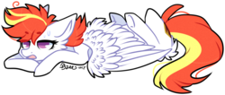 Size: 1234x522 | Tagged: safe, artist:tay-niko-yanuciq, oc, oc only, oc:sunny flare, pegasus, pony, female, mare, simple background, solo, sweat, sweatdrop, transparent background