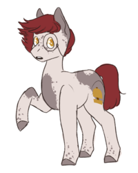 Size: 808x1012 | Tagged: safe, oc, oc only, oc:red velvet, earth pony, pony, coat markings, dappled, monocle, raised hoof, simple background, solo, transparent background