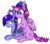 Size: 2665x2355 | Tagged: safe, artist:liserancascade, oc, oc only, oc:amplitude, oc:silica tetrahedron, bat pony, pegasus, pony, accessory swap, beanie, braid, braiding, cute, hat, high res, scrunchie