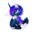 Size: 1753x1655 | Tagged: safe, artist:magnaluna, princess luna, alicorn, pony, g4, alternate design, cheek fluff, curved horn, cute, ear fluff, female, fur, galaxy mane, heart, horn, leg fluff, lunabetes, mare, missing accessory, simple background, sniffing, solo, transparent background, wingding eyes